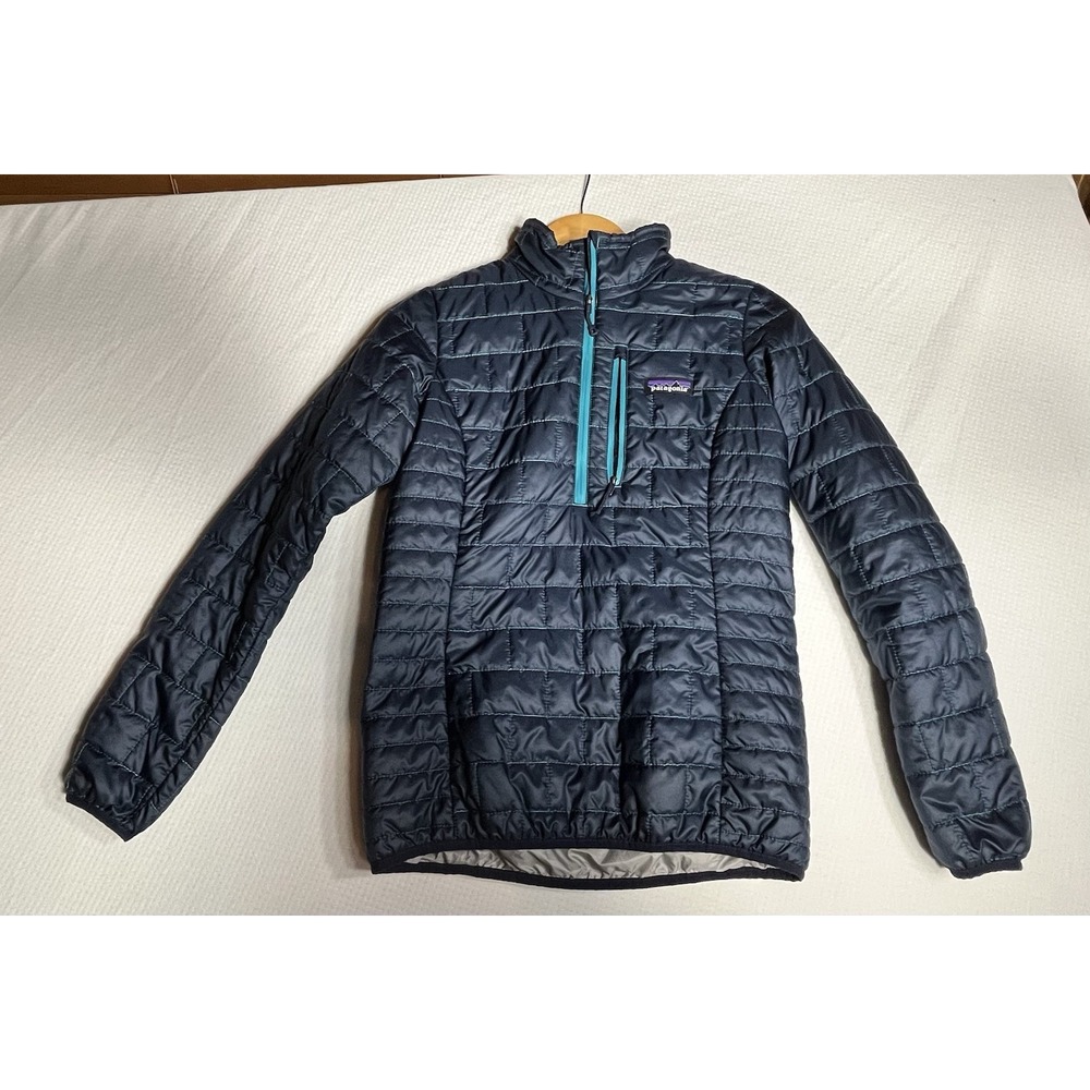 Women's Patagonia Nano Puff Jacket PrimaLoft Navy Blue Teal Size XS